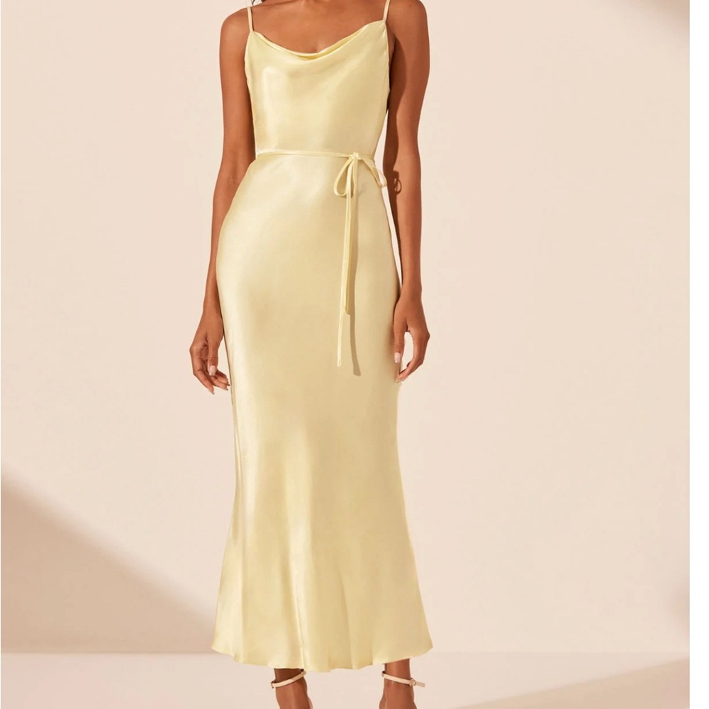 Shona Joy La Lune Bias Cowl Midi Dress - Lemon